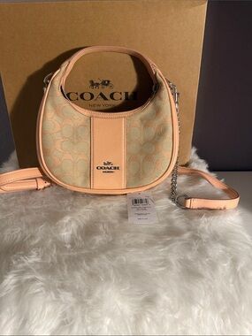 Coach Peach Signature Crescent Crossbody